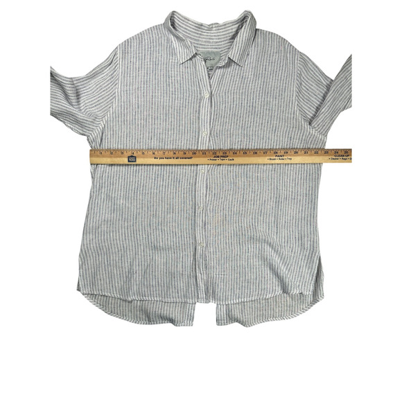 Rails Sydney Sparkler Stripe Size Large Linen Blend Button Down Top Lightweight - Picture 5 of 8